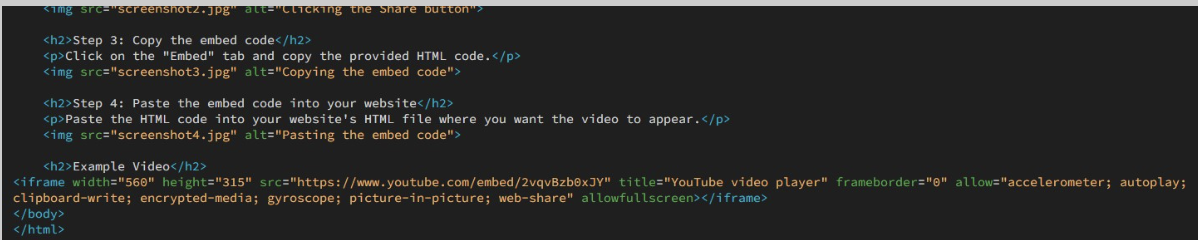 Pasting the embed code